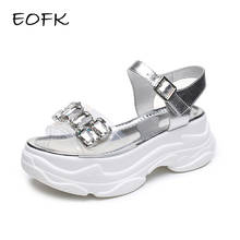 EOFK Women Platform Sandals Summer Fashion Crystal Women's Flat Sandals Casual White Female Flat Shoes Height Increasing Outdoor 2024 - buy cheap