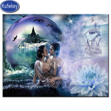 Mosaico "casal beijos" 5d diy "pintura de diamante ponto cruz inteiro broca quadrada bordado diamante romântico fantasia amor presente 2024 - compre barato