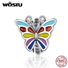 WOSTU-Cuentas de mariposa decorativas de Plata de Ley 925, accesorio multicolor de esmalte de silicona, apto para Pulsera Original, joyería artesanal, CQC1195 2024 - compra barato