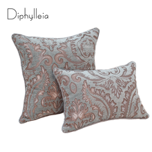 Diphylleia Classic European Style Cushion Cover Double Faced Flocking Blue Green Sofa Backrest Pillow Case Luxury Coussins 2024 - buy cheap