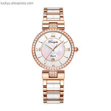 Reloj de cuarzo a la moda para mujer, pulsera de oro rosa de lujo, relojes de acero inoxidable para mujer, reloj de diamantes femenino de 30MM A233 2024 - compra barato