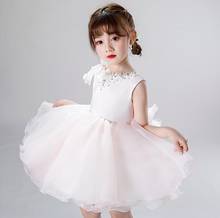 Vestido de encaje rosa claro para niña, vestidos de bautismo de tul para niña, primer año, cumpleaños, fiesta, boda, ropa de bebé 2024 - compra barato