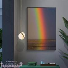 Pintura em tela, cores do mar, visão noturna, arco-íris, natureza, paisagem, arte de parede, imagem escandinavo, pôster para decoração de sala de estar 2024 - compre barato