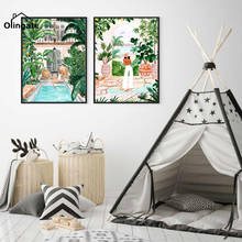 Póster de lona de viaje, pintura de una pieza minimalista, Tropical, bohemio, marroquí, nórdica, botánico, cuadro de pared, decoración del hogar y dormitorio 2024 - compra barato