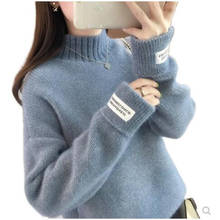 Knitted Warm Sweater Female For Autumn winter 2020 Ladies Long Sleeve Women Turtleneck Tricot Pullover Blue Jumper 2024 - buy cheap