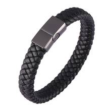 Leather Bracelet Men Fashion Braided Handmade Bracelets Stainless Steel Magnetic Clasp Man Birthday Gift BB458 2024 - buy cheap