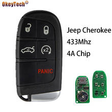 Okeytech 433mhz chave do carro de controle remoto para jeep dodge cherokee grand para chrysler 4a chip 5 botões com lâmina inserção pânico 2024 - compre barato