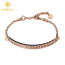 FINE4U-pulsera inspiradora de acero inoxidable B261 para mujeres, niñas y amigos, letras grabadas, Jewewlry 2024 - compra barato