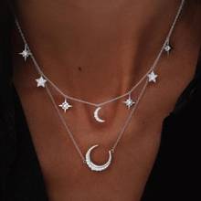 Fashion Cool Full Rhinestone Five Star Moon Multistory Necklace for Female  Wholesale initial necklace for women 2024 - buy cheap