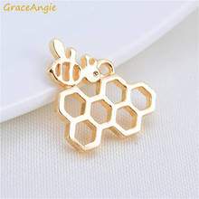 Juego de 4 unids/set de dijes de panal de abeja para manualidades de joyería DIY, dijes de cobre dorado, pulsera, collar, colgante, pendientes hechos a mano 2024 - compra barato