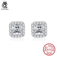 ORSA JEWELS Stud Earrings For Women S925 Silver 9mm Cubic Zirconia Wedding Earring Jewelry Romantic Valentine's Day Gift OSE247 2024 - buy cheap