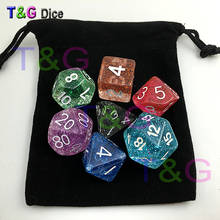 Top Quality Resin Glitter Digital Dice Set with dice bag D4,D6,D8,D10,D10%,D12,D20 7 kinds of Color Game table Party Educational 2024 - buy cheap