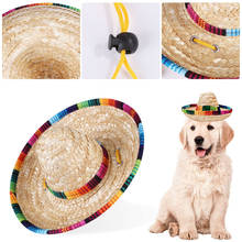 3 pçs pet hat mini gatinho tecido chapéu de palha sombrero ajustável sun sombra chapéus hawaii estilo pet suprimentos para gato do cão 2024 - compre barato
