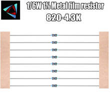 100pcs 1/6W 1% Metal film resistor 820R 910 1K 1.1K 1.2K 1.3K 1.6K 1.8K 2K2.2K 2.4K 2.7K 3K 3.3K 3.6K 3.9K 4.3K ohm 2024 - buy cheap