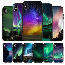 Prime Aurora Borealis-funda de silicona negra para iPhone, carcasa para iPhone 12 XR XS Max 5 5S SE 2020 6 6S PLUS 7 8 X 11Pro Max 11 2024 - compra barato