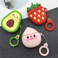 Cartoon Fruit Avocado Bluetooth Headset Cover For Air Pods Cartoon Strawberry Peaches Silicone Headphone Cover For Air Pods 1/2 2024 - buy cheap