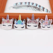 40pcs 4 Style Mix 28MM Cute Cartoon Unicorn Head Flatback Planar Resin Cabochon DIY Craft Embellishments Houten Decoratie 2024 - buy cheap