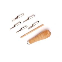 Handicraft Durable Lino Block Cutting Rubber Stamp Carving Tools With 5 Blade Bits For Print Making DIY Sculpture Necessary Tool 2024 - buy cheap