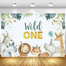 Jungle Leaves Animals Party Wild One Photo Background Kids 2nd Birthday Cake Table Banner Backdrops Decor Vinyl Poster 2024 - buy cheap