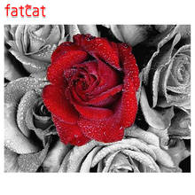 FATCAT полная алмазная живопись красная роза 5D алмазная вышивка крестиком Мозаика Рукоделие Ремесла Рождество Белый Черный AE444 2024 - купить недорого