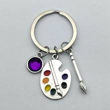 1pcs Painters Tools-Palette & Brush Keychain Christmas stone Jewelry Pendant Key Chain Ring DIY Fit Keychain Painter's gift 2024 - buy cheap