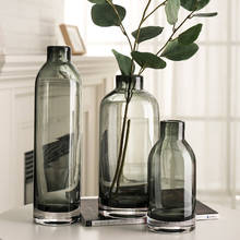 Vaso de vidro europa cinza transparente vaso de flores retrô macetas vasos para decoração de sala vasos para flores jarras 6 fleur vaso de flores 2024 - compre barato