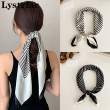 Lystrfac New Vintage Black White Slik Striped Hair Scarf for Women Girls Long Ribbon Hair Tie Headwear Female Hair Accessories 2024 - buy cheap