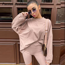 2 Piece Suit StreetWomen Oversized Long Sleeve Sweat Shirts Slim Five Leggings Biker Shorts with Belt Joggers Two Piece Outfits 2024 - buy cheap