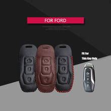 Для Ford Mondeo 2013 брелок кожаный брелок-чехол для дистанционного ключа для Ford Edge 2015 Mustang 3 4 MK3 MK4 smax cmax Explorer KA 2024 - купить недорого