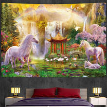 Psychedelic scene animal home art decorative tapestry Hippie yoga mat Bohemian decorative sheet Mandala Unicorn sofa blanket 2024 - buy cheap