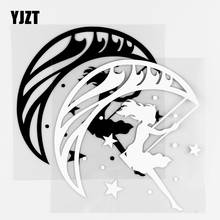 YJZT 13.2×13.6CM Naughty Star Vinyl Car Stickers Beautiful Girl Swing Under The Moon Black / Silver 10A-0604 2024 - buy cheap