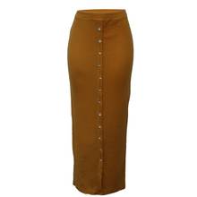 Женская трикотажная юбка-карандаш, повседневная однобортная юбка-карандаш средней длины, высокая эластичность, Осень-зима 2019 2024 - купить недорого
