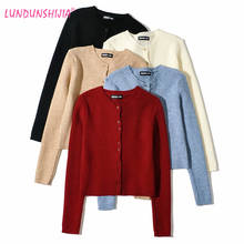 LUNDUNSHIJIA 2020 Spring Autumn Women Elegant Buttons Cardigan Knitting Sweaters Fashion Female Short Cardigan 5 Colors 2024 - buy cheap