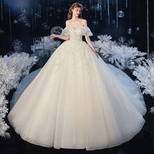 Robe De Soiree De Mariage Tulle Ball Gown Wedding Dresses with Veil Sequined Beading Vestidos De Novia Luxury Gelinlik 2024 - buy cheap