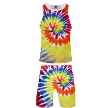 Two piece set 3D Tie dye tracksuit women men outfits 3d full printed tank top + board shorts summer 2 piece set unisex clothes 2024 - buy cheap