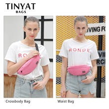 TINYAT Women Waist Bag Female Belt Bag Pack Girl Canvas Casual Fanny Pack Phone Mobile Money Fanny Bag Belt Bags Red 2024 - buy cheap
