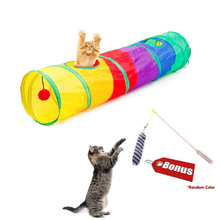 Толстый Радужный туннель для кошек с дополнительным подарком, игрушки, разборная игрушка для домашних животных, разноцветная туннель для кошек, щенков, кошек, игрушка для кошек, игра 2024 - купить недорого