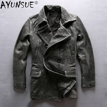 AYUNSUE Genuine Leather Jacket Men Clothing 5XL Real Cowhide Leather Vintage Men's Windbreaker Thick Clothes Hommes Veste LXR892 2024 - buy cheap