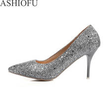 ASHIOFU-zapatos de tacón alto con purpurina para mujer, calzado de vestir para fiesta de graduación, punta estrecha, de noche, 4 colores opcionales 2024 - compra barato