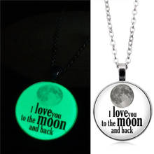 Fashion Luminous Glass Pendant Necklace Classic Letter I Love You To The Moon Back Glow In The Dark Necklace Jewelry Men Women 2024 - buy cheap