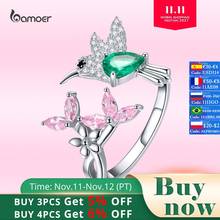 BAMOER Korean Rings Silver 925 Sterling Jewelry Pink CZ Hummingbird Bird Open Size Finger Rings for Women Fine Jewellery GAR016 2024 - buy cheap