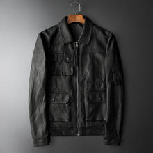 2022 Autumn New Mens Fashion Motorcycle Jackets Turn-down Collar Casual Leather Jacket Korean male Multi-pocket Zipper PU Coat 2024 - buy cheap