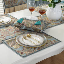 Clássico europeu jacquard placemat casa luxo pano tigela esteiras coaster mesa de jantar decoração comida ocidental isolamento térmico placemats 2024 - compre barato