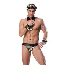 Fantasia masculina camuflada, sexy, traje do soldado, lingerie, dia das bruxas, cosplay, camuflagem, uniforme sexy com chapéu camuflado 2024 - compre barato