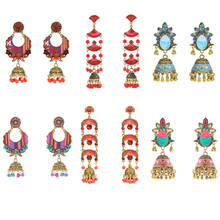 Bohemian Style Colorful Crystal Earrings Ladies Bell Multicolor Pendant Retro Tassel Colorful Gold Earrings Accessories Jewelry. 2024 - buy cheap