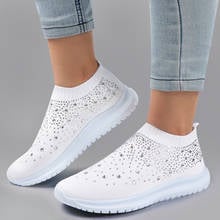 Women Shoes Sock Sneakers Bling Woman Comfortable Casual Loafers Shoes Slip On Flats Female Vulcanize Shoes Tenis Feminino 2024 - buy cheap