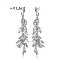 FXLRY-pendientes largos de diseño elegante para mujer, Micro incrustaciones Vintage de alta calidad, con hojas de cristal de circonita AAA, joyería de boda a la moda 2024 - compra barato