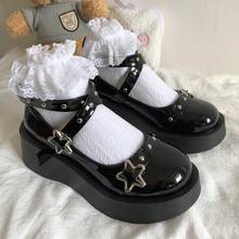 Lolita-Zapatos con hebilla de estrella para mujer, calzado de plataforma atado cruzado, de charol, con remaches, informales, zapatos Mary Jane 2024 - compra barato