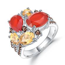GEM'S BALLET Natural Red Agate Carnelian Gemstone Rings 925 Sterling Silver Geometric Vintage Ring for Women Bijoux Fine Jewelry 2024 - buy cheap
