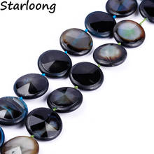 Top Quality Semi-precious Black Blue Green Round Faceted Flat Natural Agata Stone Strand Beads DIY Making For Jewelry Necklace 2024 - buy cheap